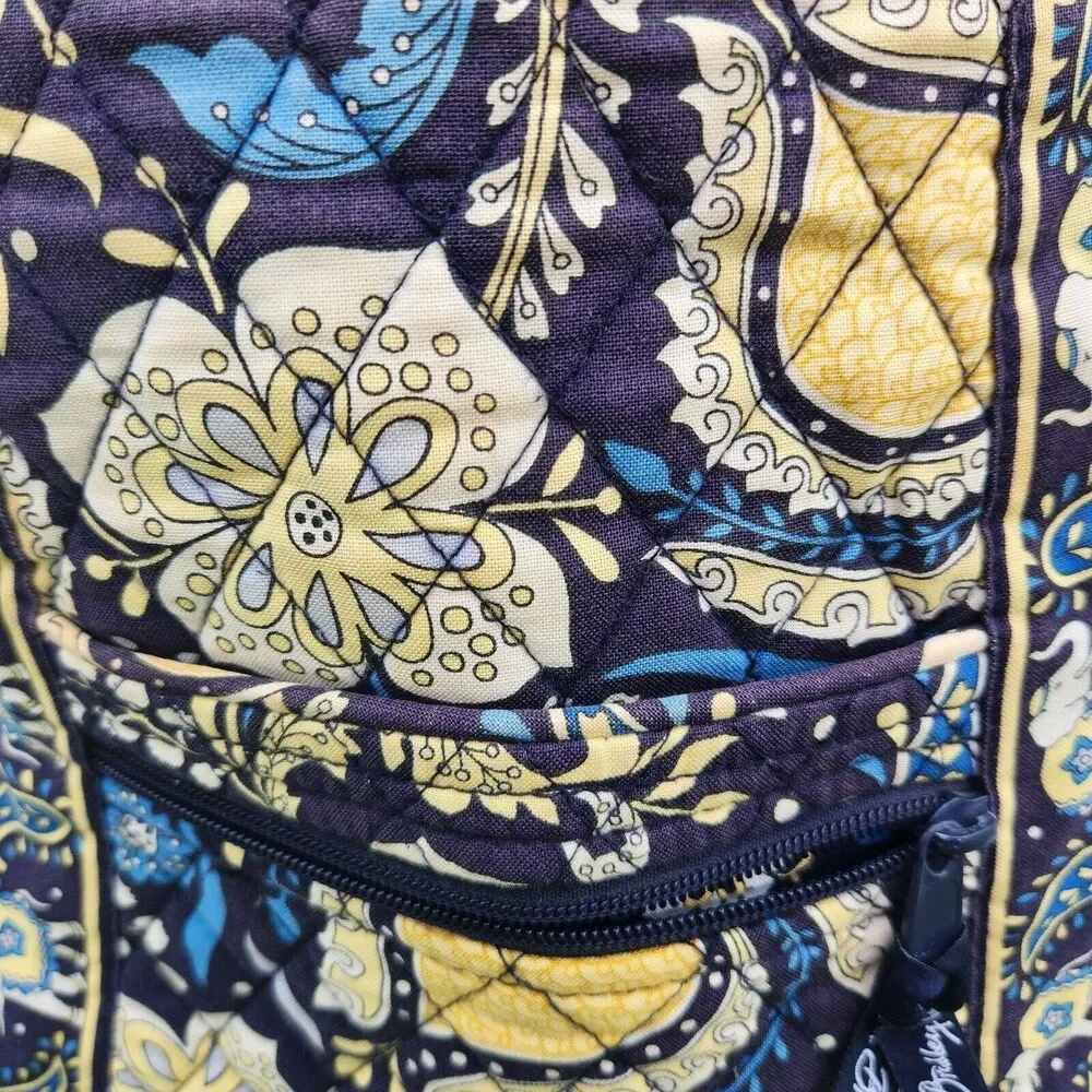 Vera Bradley Ellie Blue Elephants Quilted Cotton Canvas Hipster Crossbody Bag